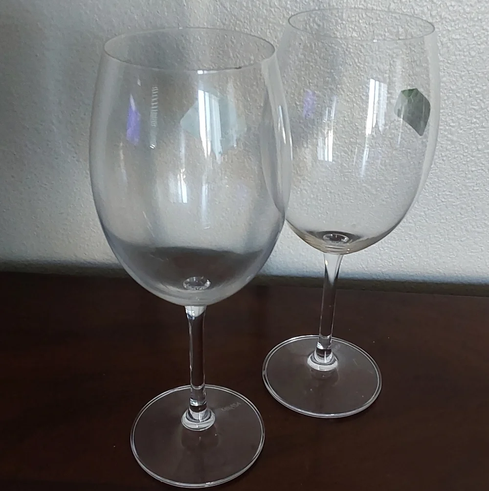 Mikasa Clear Glass Red Wine Goblets Acide Etched Stemware‎ Set Of 2